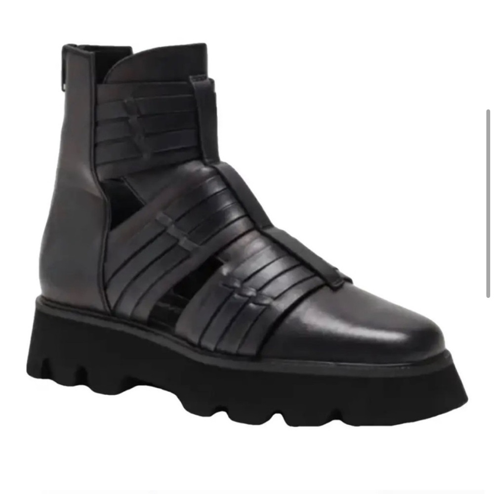 Free People Hydra Huarache Lug leather black caged boots - Picture 6 of 14